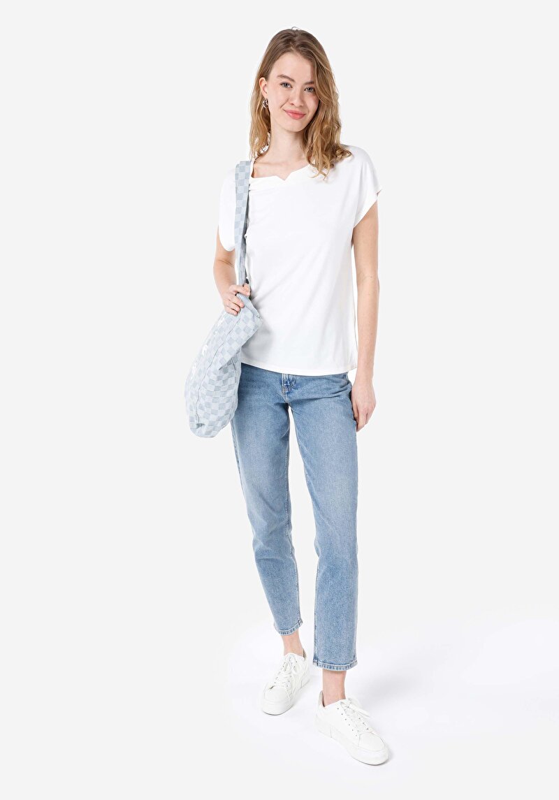 Afișați detalii pentru Regular Fit Round Neck Drept Tricou Alb Cu Mânecă Scurtă Pentru Femei