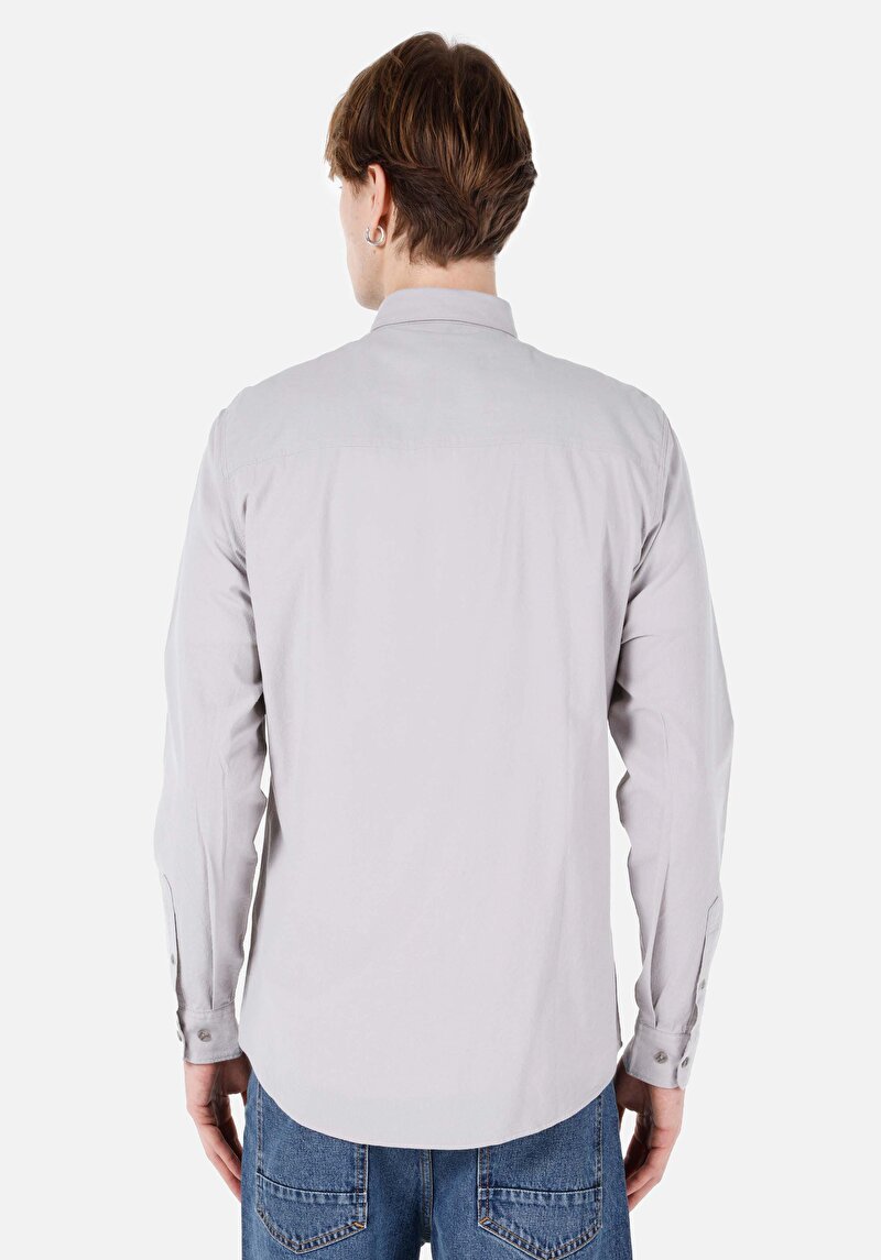Imagine a Cămașă Regular Fit Cămașă Dreaptă Bărbați Gri Cămașă Cu Manșon Lung