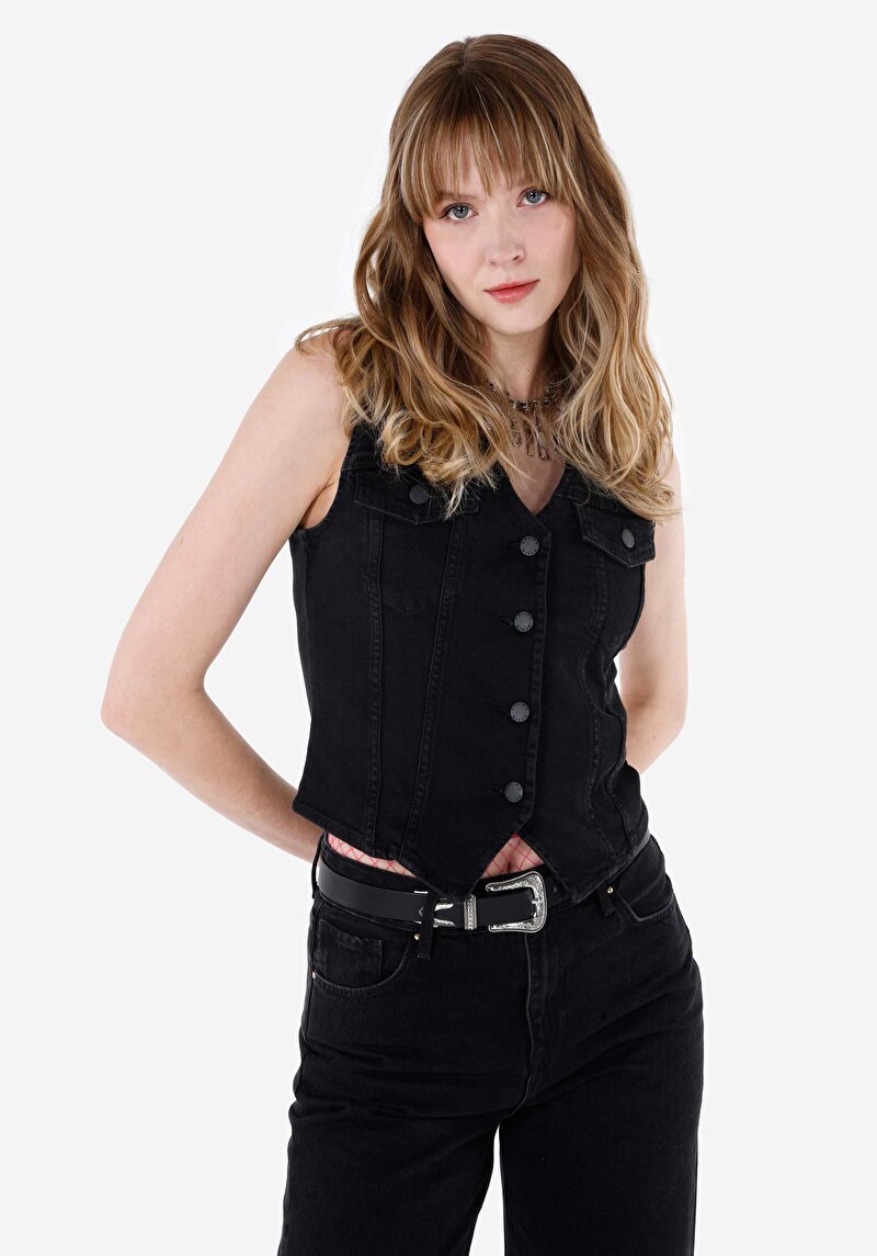 Imagine a Vesta De Dama Negru Slim Fit Cl1068647