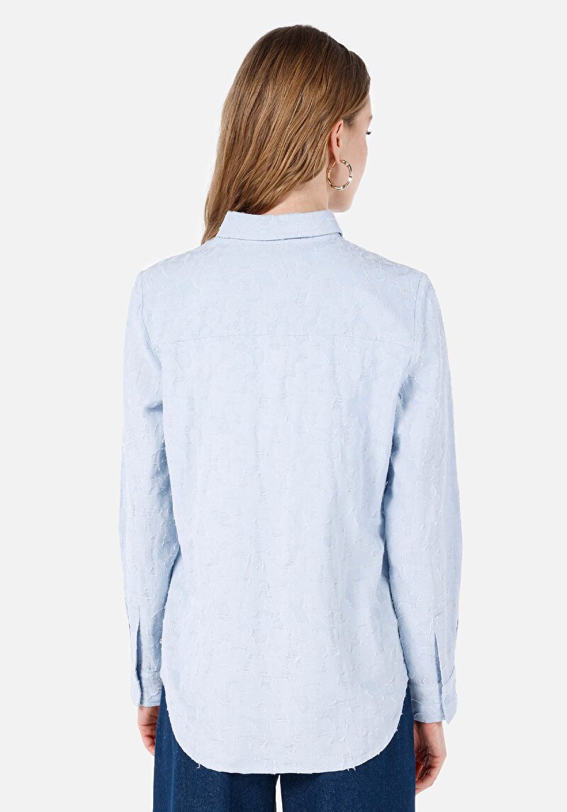 Imagine a Regular Fit Cămașă Imprimat Cămașă Albastră Cu Mânecă Lungă Pentru Femei