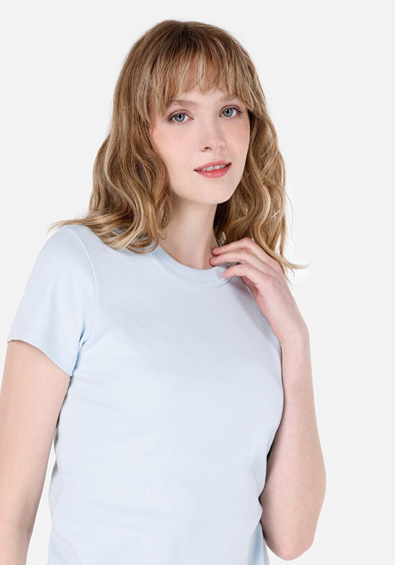 Afișați detalii pentru Tricou Cu Maneca Scurta De Dama Albastru Slim Fit  Cl1068567