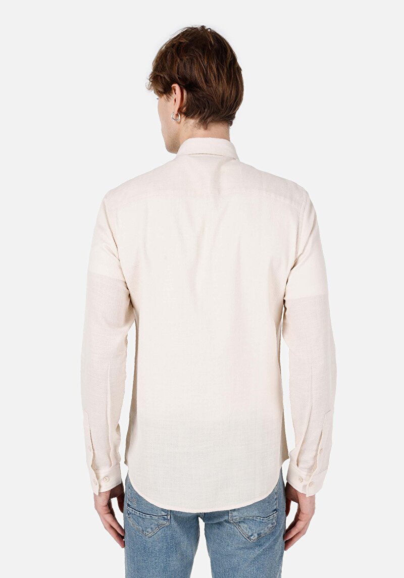 Imagine a Cămașă Slim Fit Cămașă Cu Mânecă Lungă Bej Pentru Bărbați