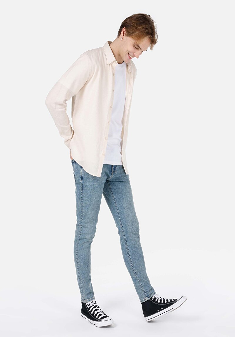 Imagine a Cămașă Slim Fit Cămașă Cu Mânecă Lungă Bej Pentru Bărbați