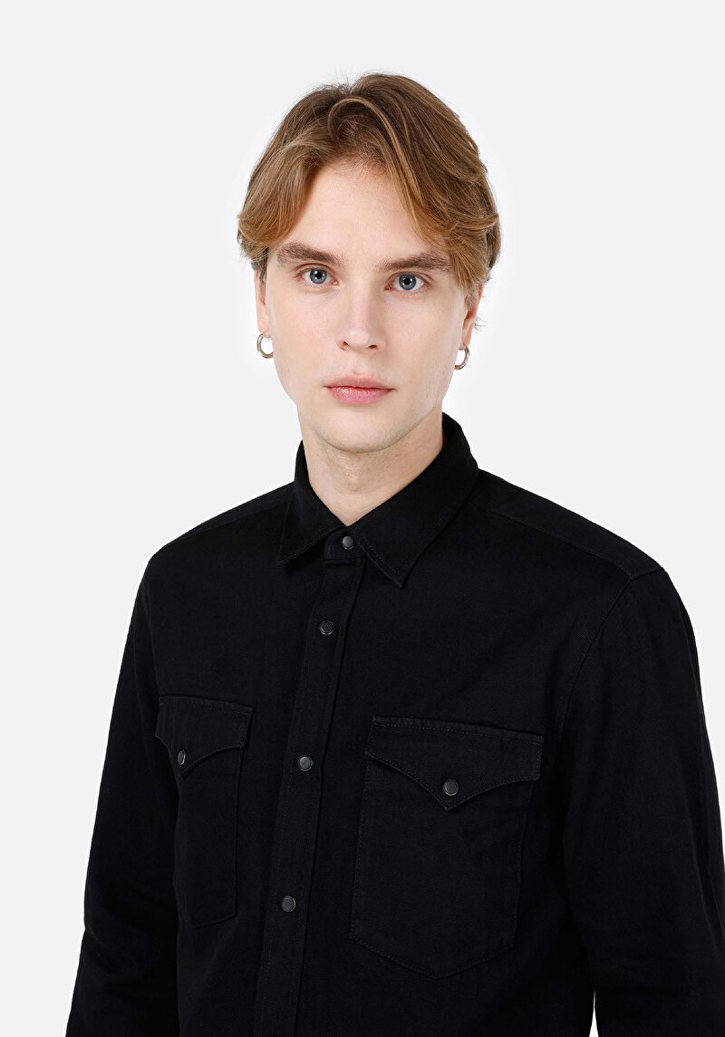 Afișați detalii pentru Regular Fit Classic Collar Cămașă Albastră Cu Mânecă Lungă Pentru Bărbați