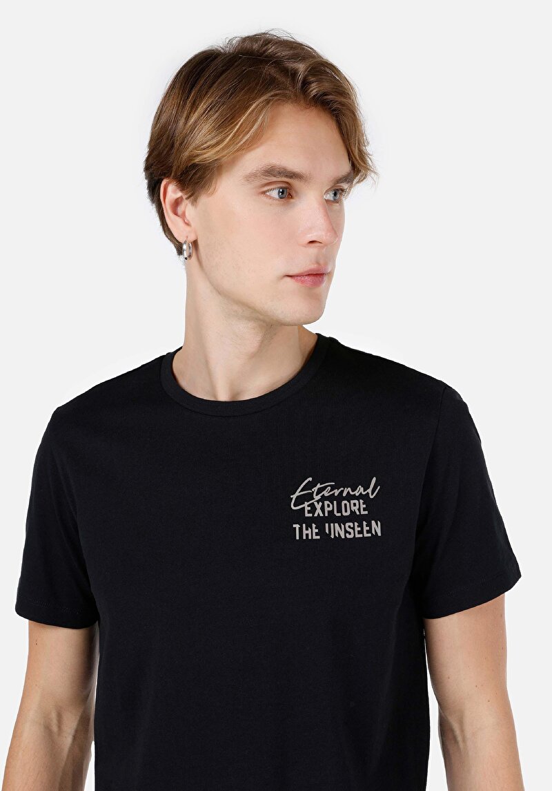 Afișați detalii pentru Tricou Cu Maneca Scurta De Barbati Negru Regular Fit  Cl1066765