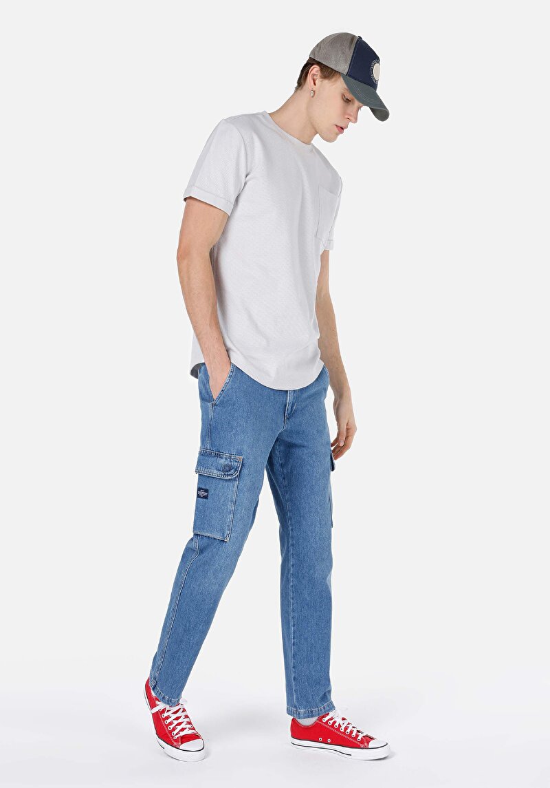 Imagine a Regular Fit Round Neck Bărbați Gri Tricou Cu Mânecă Scurtă