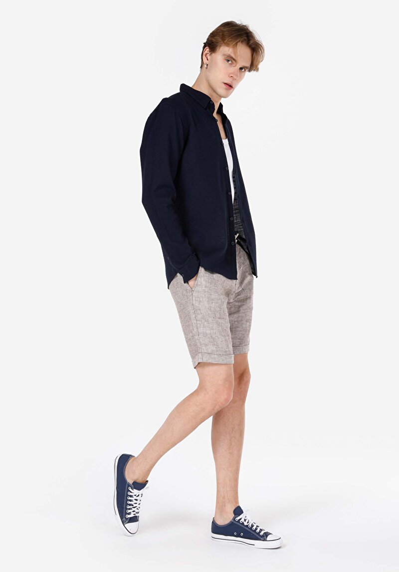 Imagine a Cămașă Slim Fit Cămașă Dreaptă Bărbați Bleumarin Cămașă Cu Manșon Lung