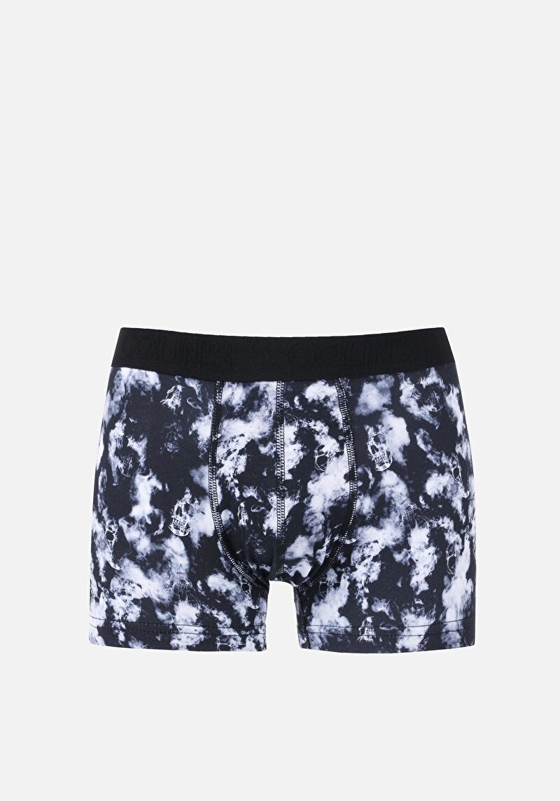 Imagine a Boxer Negru Pentru Bărbați Cu İmprimeu Modern Fit