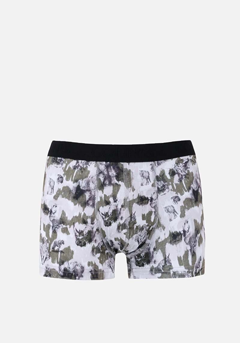 Imagine a Boxer Negru Pentru Bărbați Cu İmprimeu Modern Fit