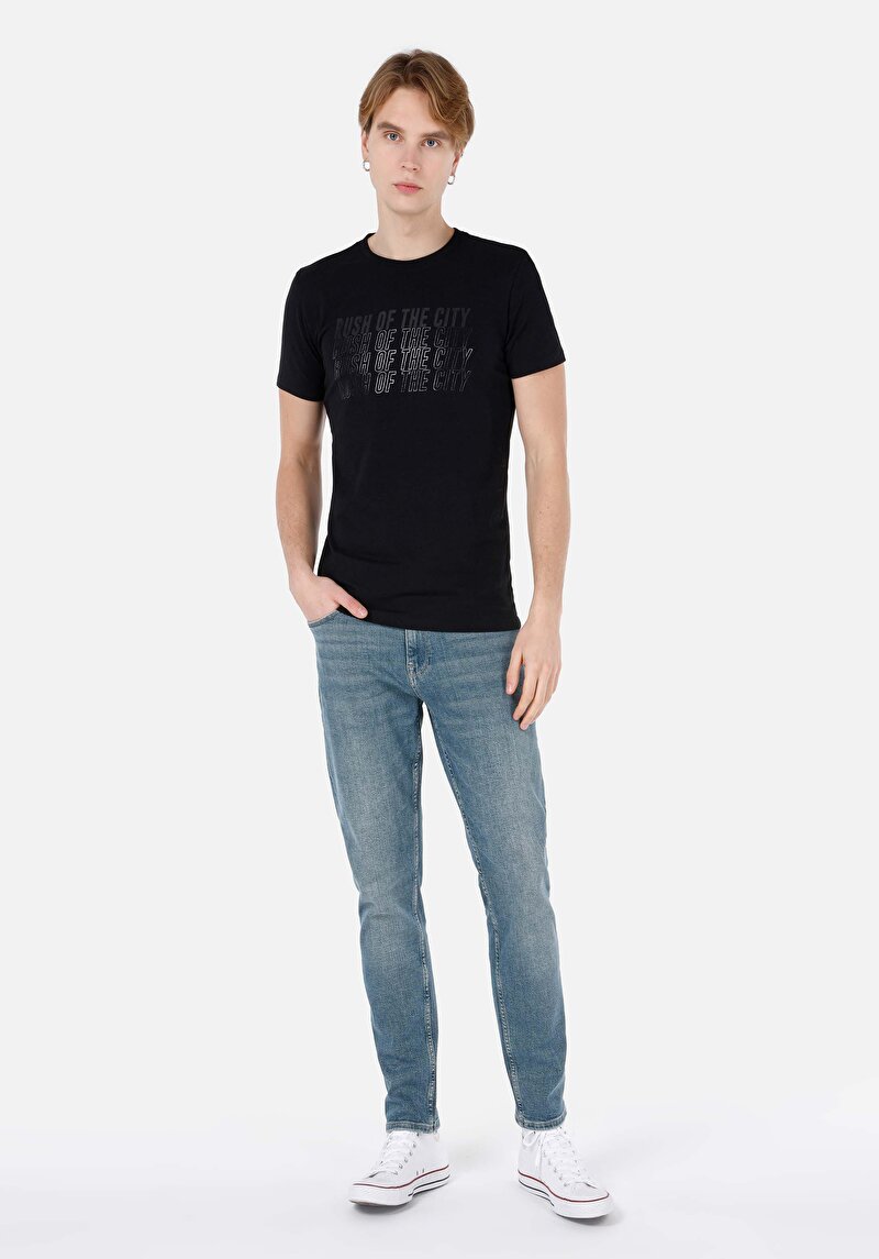 Afișați detalii pentru Tricou Cu Maneca Scurta De Barbati Negru Slim Fit  Cl1067646