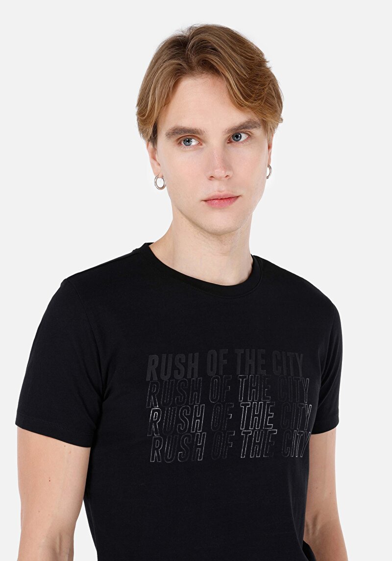 Afișați detalii pentru Tricou Cu Maneca Scurta De Barbati Negru Slim Fit  Cl1067646