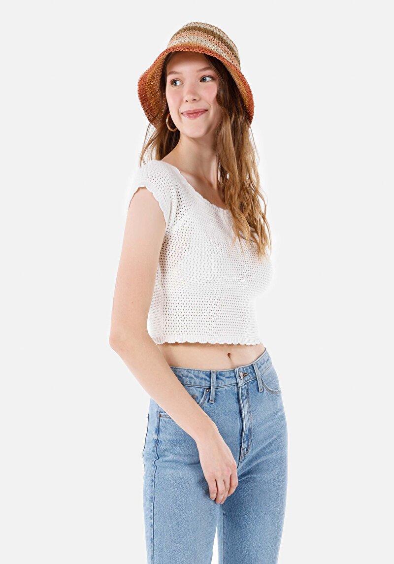 Imagine a Pulover Cu Mâneci Scurte De Dama Alb Slim Fit Cl1068431