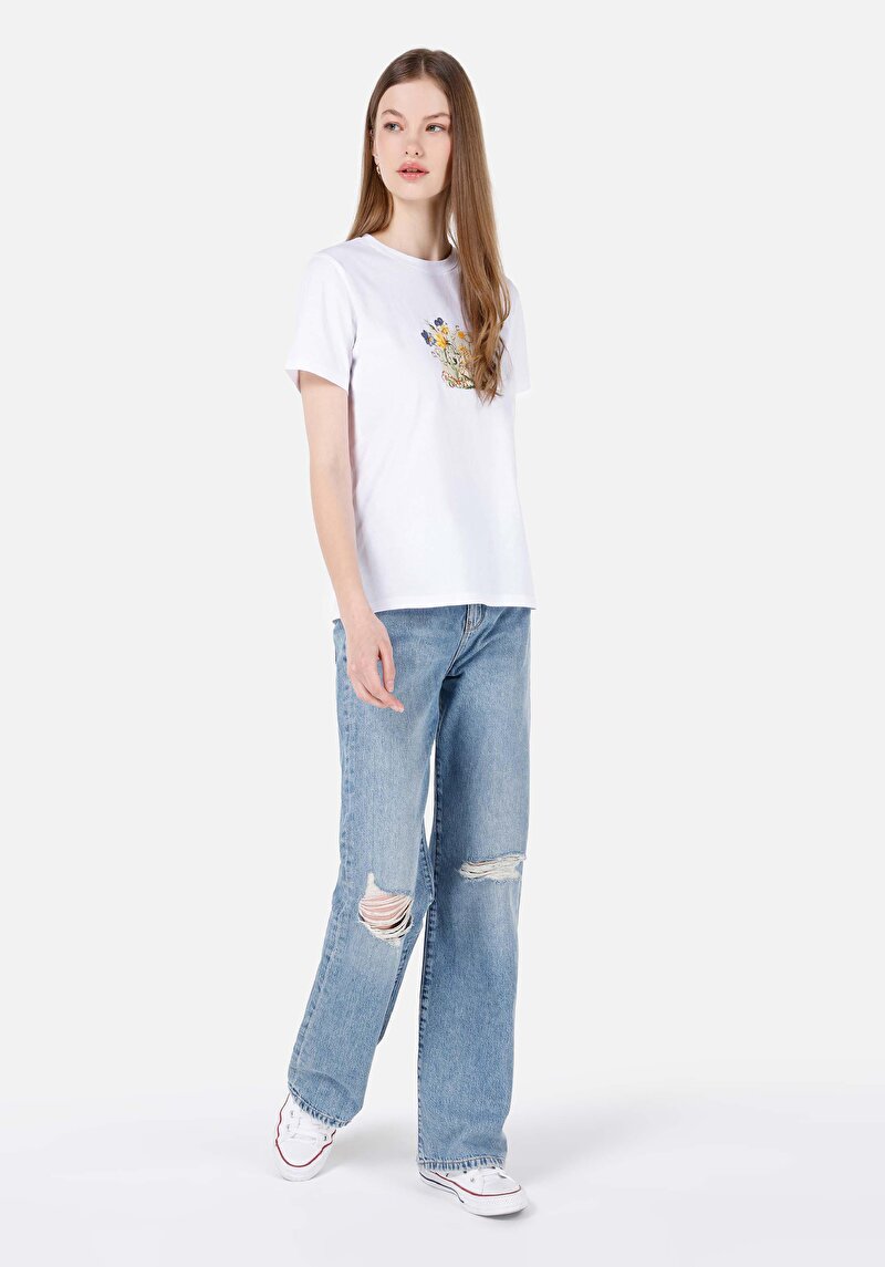 Afișați detalii pentru Tricou Cu Maneca Scurta De Dama Alb Regular Fit  Cl1069142