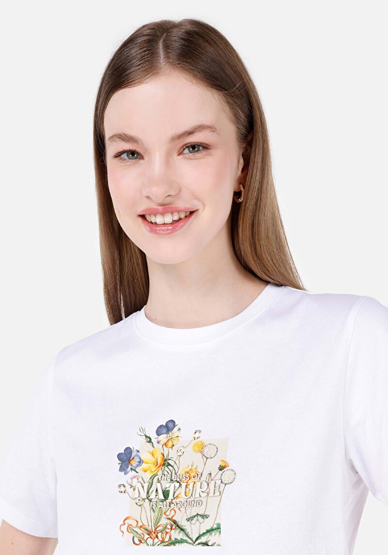 Afișați detalii pentru Tricou Cu Maneca Scurta De Dama Alb Regular Fit  Cl1069142