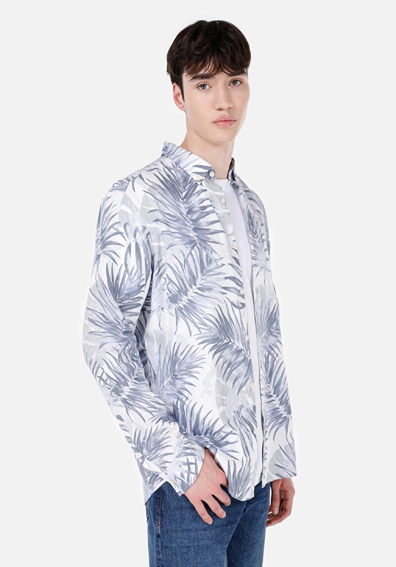 Imagine a Camasa Cu Maneca Lunga De Barbati Albastru Regular Fit Cl1067576