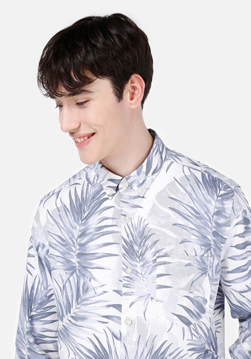 Imagine a Camasa Cu Maneca Lunga De Barbati Albastru Regular Fit Cl1067576