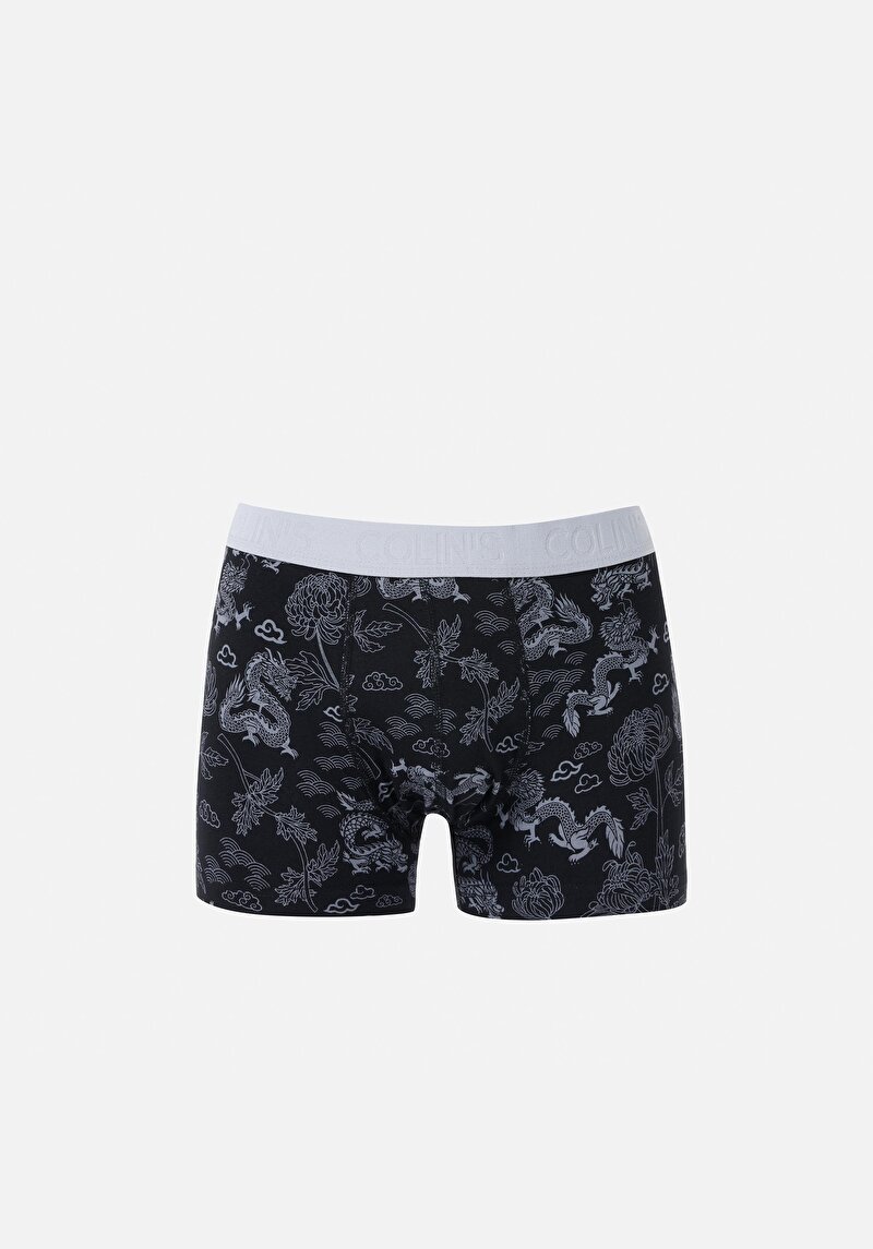 Imagine a Boxer Negru Pentru Bărbați Cu İmprimeu Modern Fit