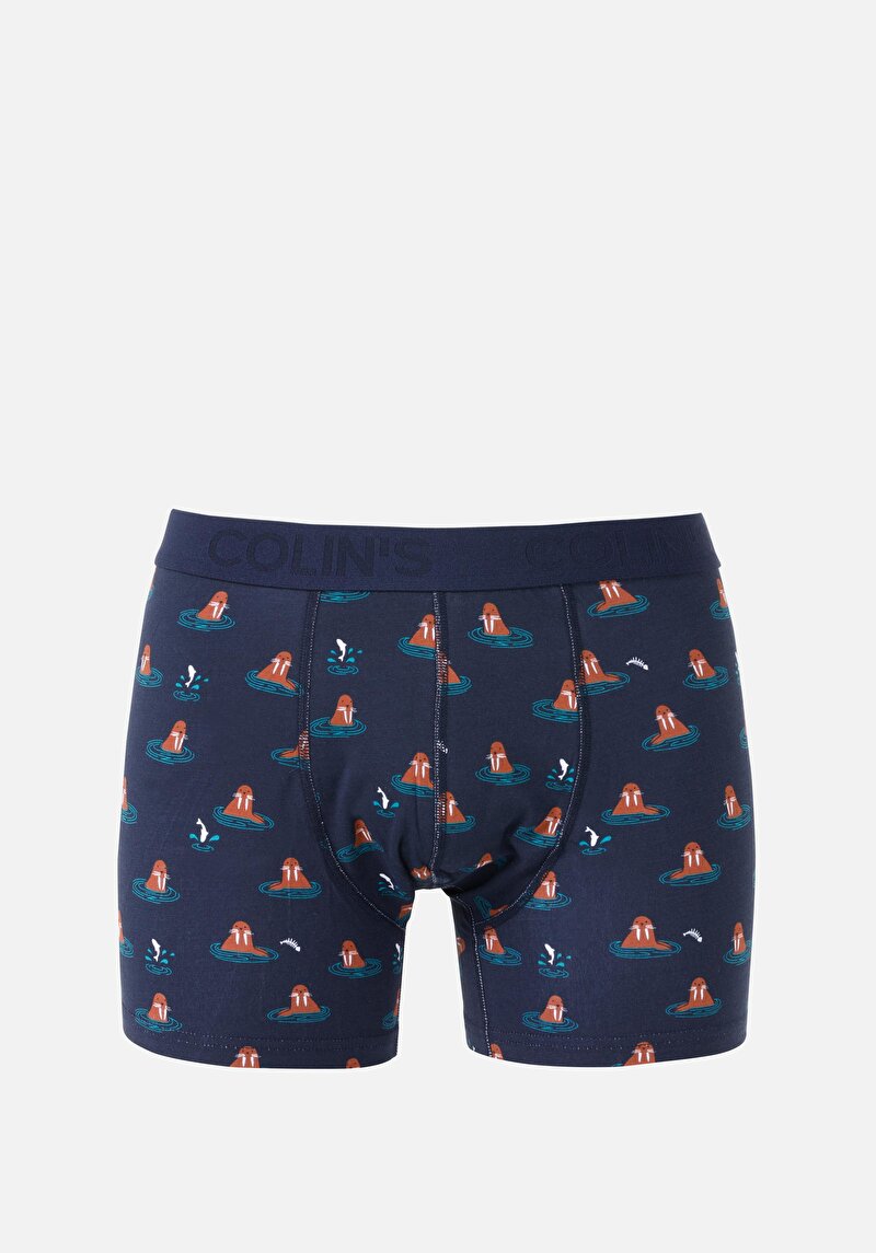 Imagine a Modern Fit Imprimat Boxer Bleumarin Pentru Bărbați