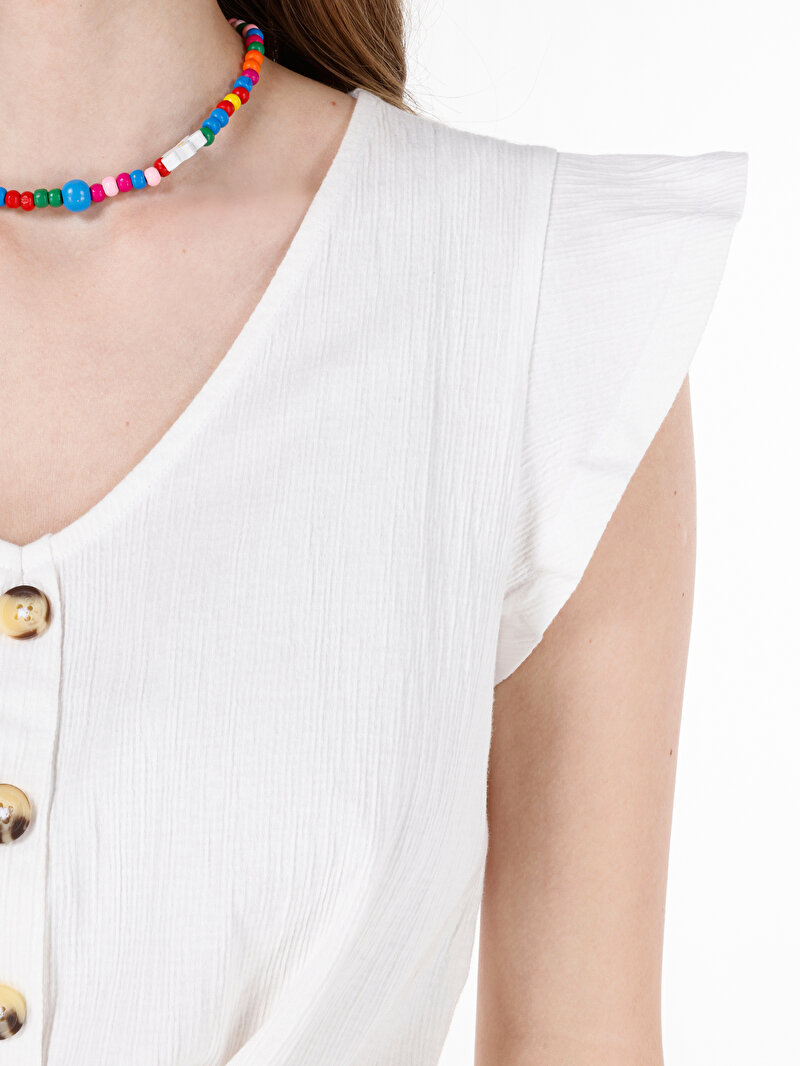 Afișați detalii pentru Tricou Cu Maneca Scurta De Dama Alb Regular Fit  Cl1069154