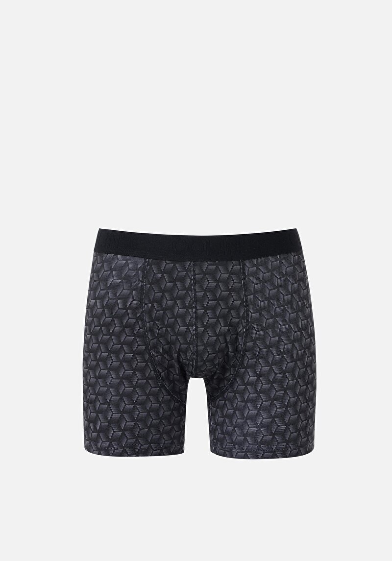 Imagine a Boxer Negru Pentru Bărbați Cu İmprimeu Modern Fit