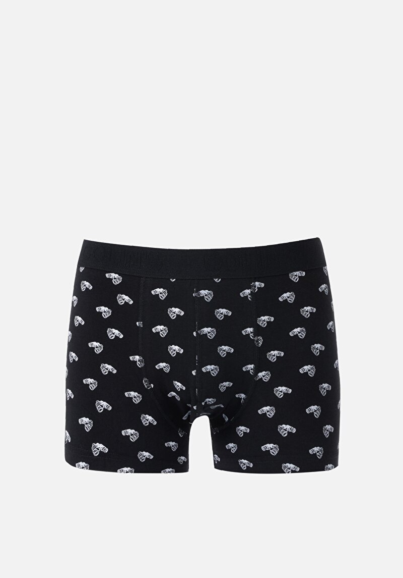 Imagine a Boxer Negru Pentru Bărbați Cu İmprimeu Modern Fit