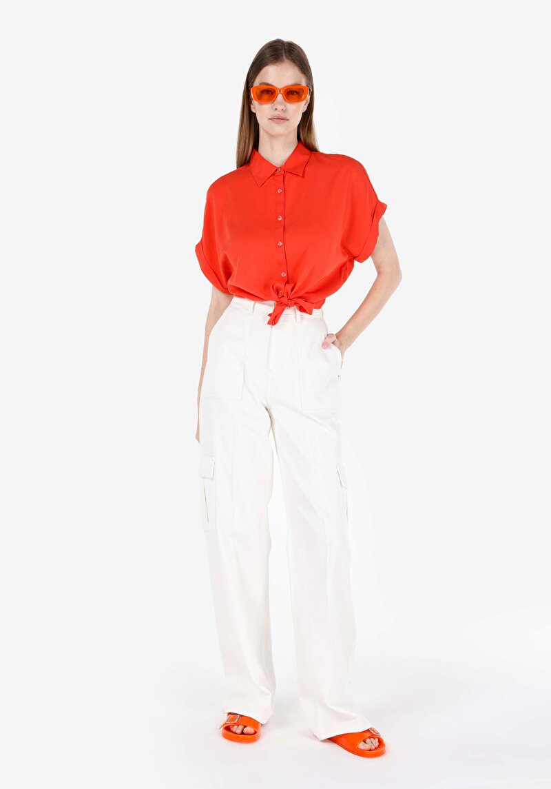 Imagine a Cargo Fit Rising Waist Shrinking Leg Blugi Albi Pentru Femei