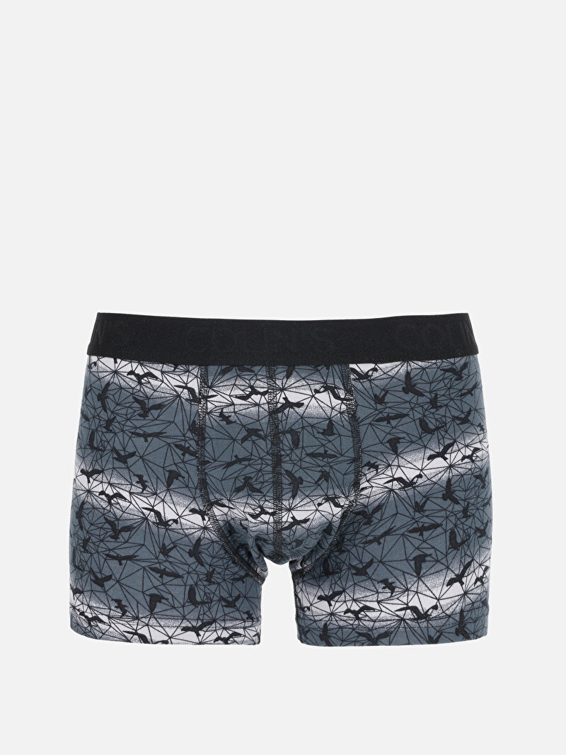 Afișați detalii pentru Boxer Antracit Pentru Bărbați Cu İmprimeu Modern Fit