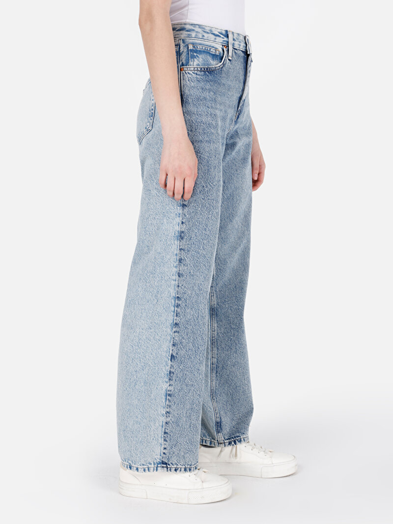 Imagine a Regular Fit Talie Înaltă Picior Larg Blugi Din Denim Pentru Femei