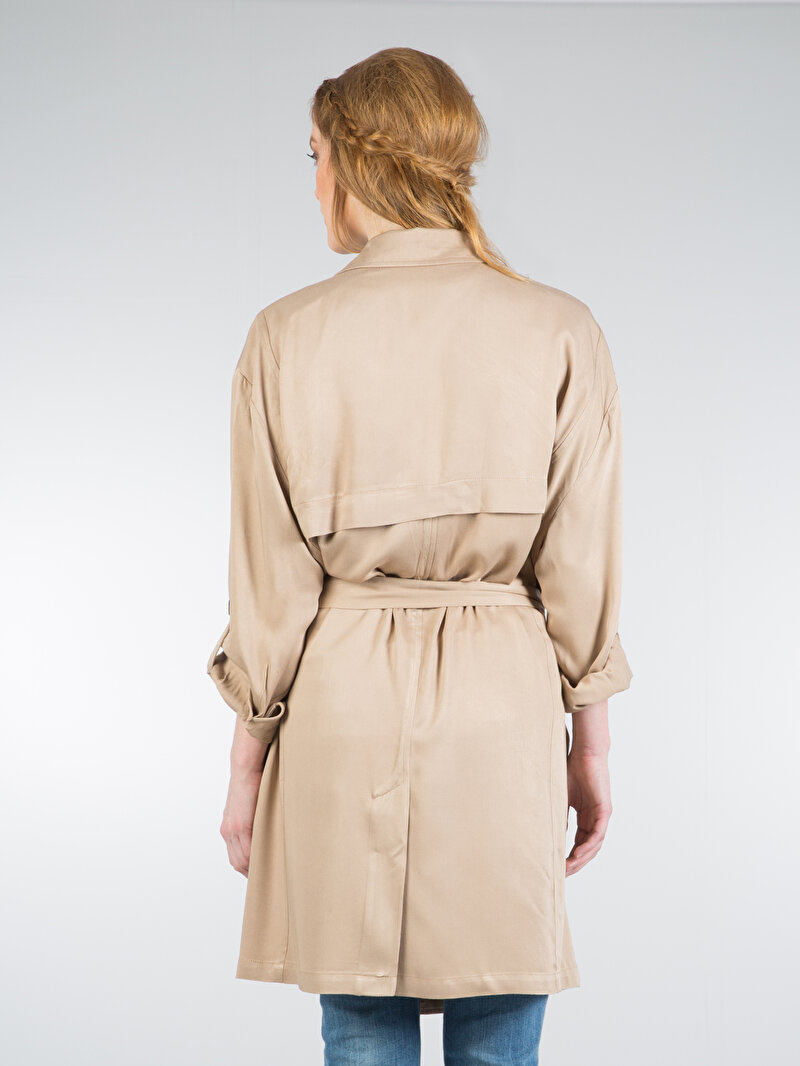 Afișați detalii pentru Trench De Dama Bej Slim Fit