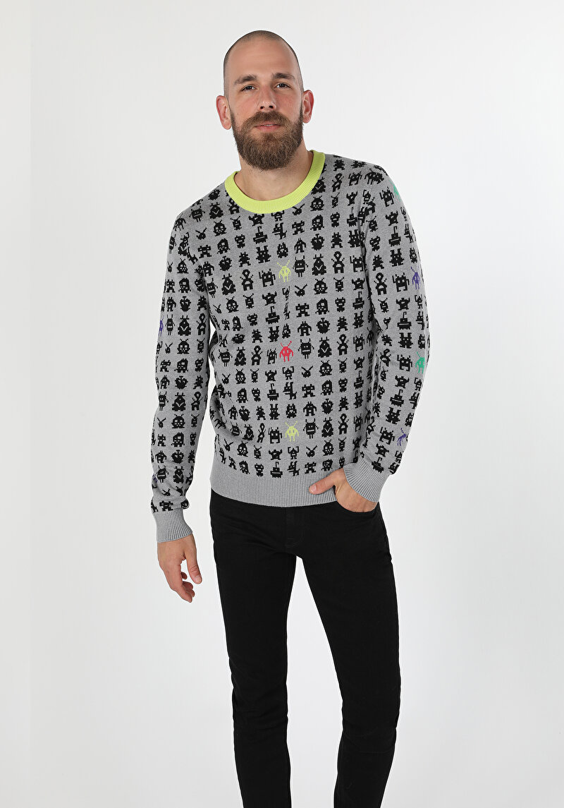 Imagine a Pulover De Barbati Gri Regular Fit Cl1060067