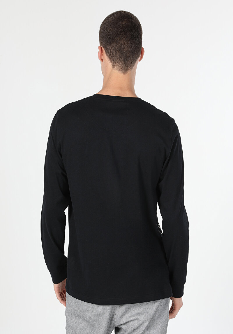 Afișați detalii pentru Tricou Cu Maneca Lunga De Barbati Negru Regular Fit  Cl1059596