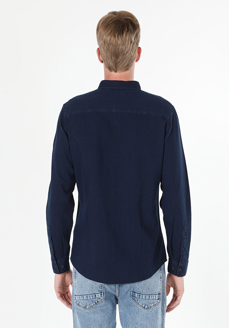 Afișați detalii pentru Camasa Cu Maneca Lunga De Barbati Albastru Slim Fit  Cl1061346