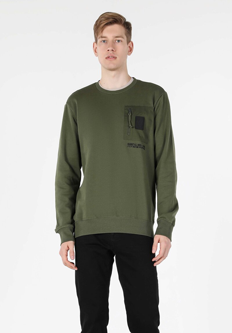 Imagine a Hanorac / Bluza De Barbati Kaki Regular Fit Cl1056677