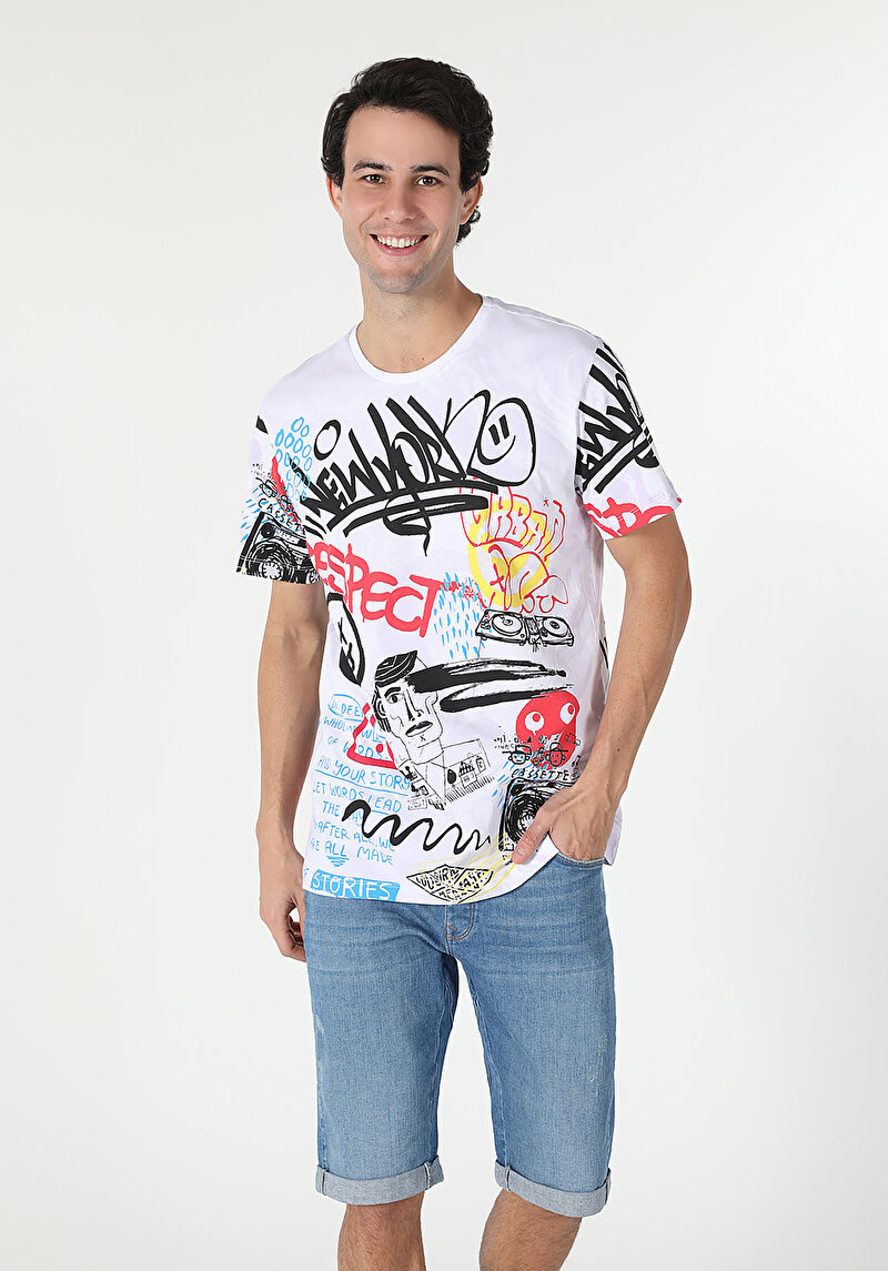 Imagine a Tricou Cu Maneca Scurta De Barbati Multicolor Comfort Fit Cl1058686