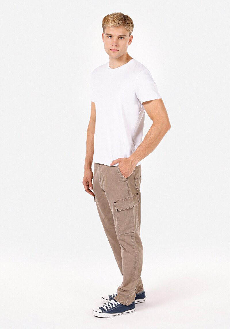 Imagine a Pantaloni De Barbati Bej Comfort Fit 100% Bumbac Cl1069753