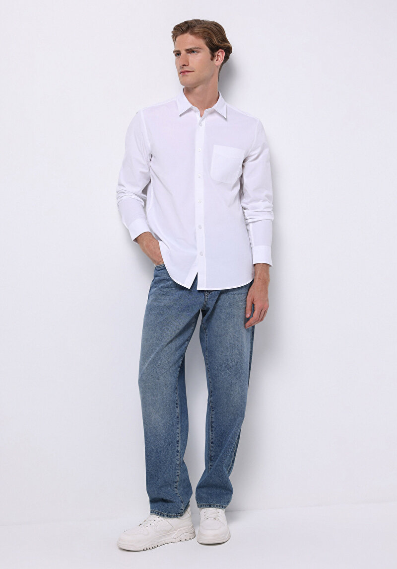 Imagine a Camasa Cu Maneca Lunga De Barbati Alb Slim Fit Cl1070376