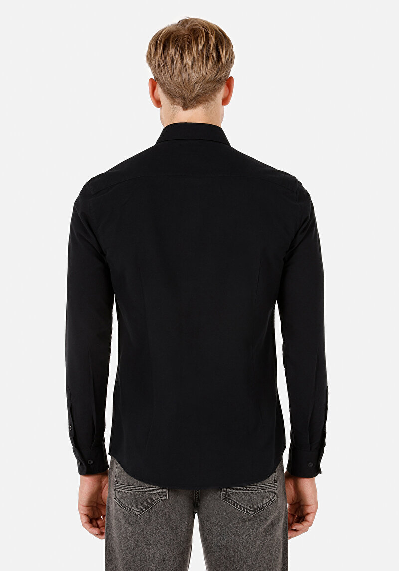 Imagine a Cămașă Slim Fit Cămașă Cu Mânecă Lungă Neagră Pentru Bărbați