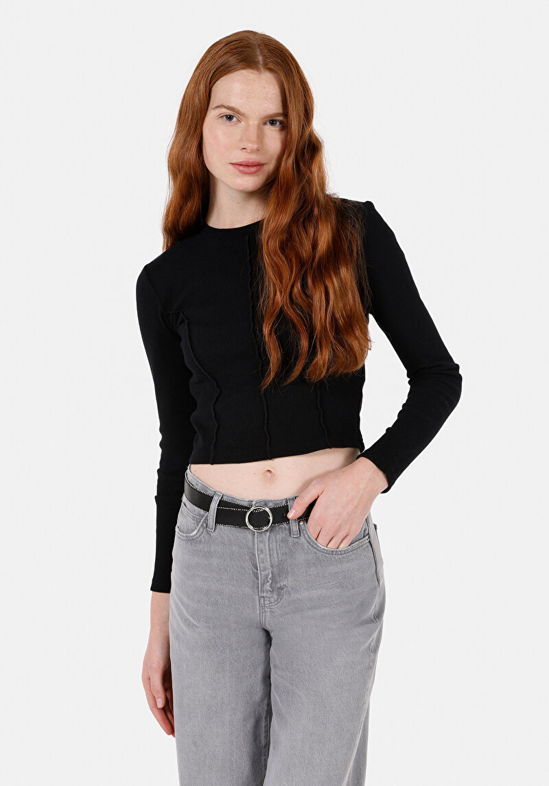 Imagine a Bluza Cu Maneca Lunga De Dama Negru Slim Fit  Cl1072150