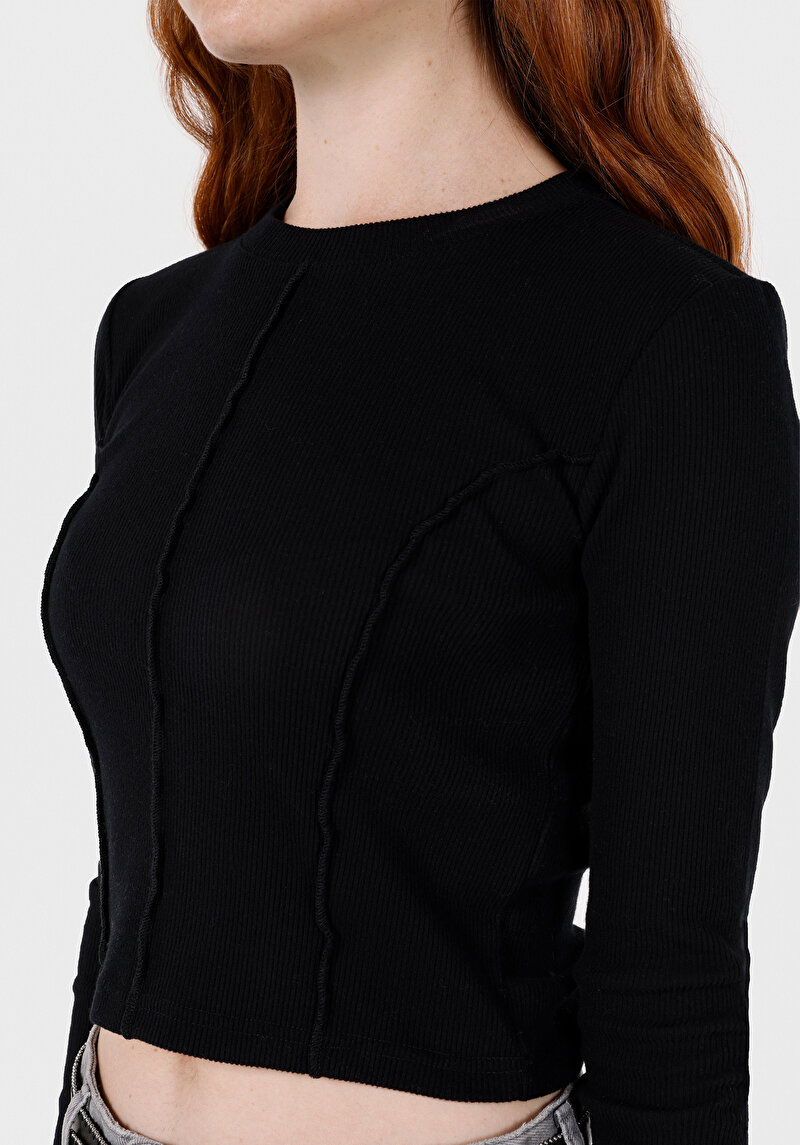 Imagine a Bluza Cu Maneca Lunga De Dama Negru Slim Fit Cl1072150