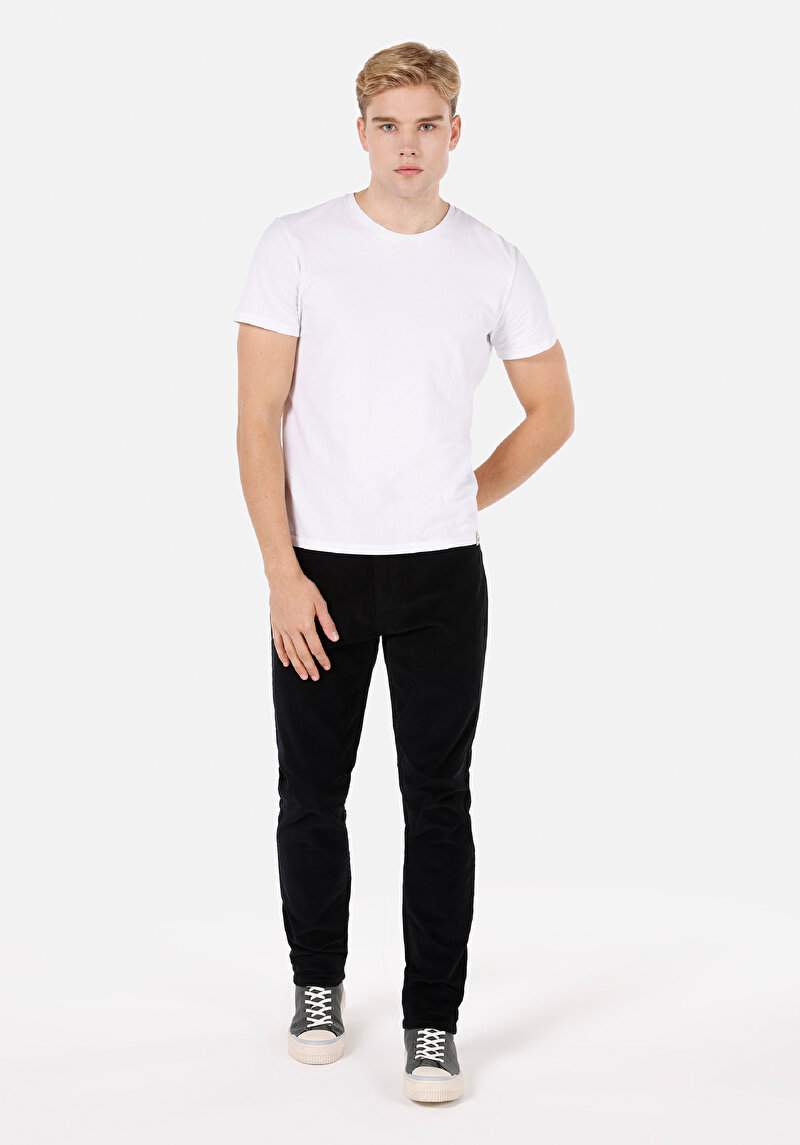 Imagine a Regular Fit Talie Medie Picior Drept Pantaloni Negri Pentru Bărbați