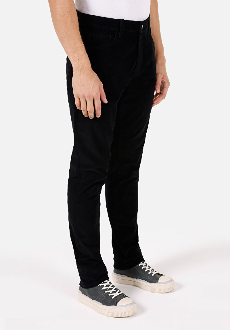 Imagine a Regular Fit Talie Medie Picior Drept Pantaloni Negri Pentru Bărbați