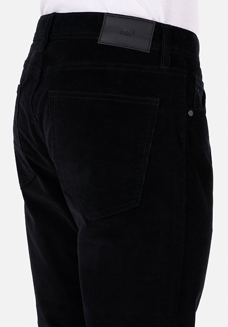 Afișați detalii pentru Regular Fit Talie Medie Picior Drept Pantaloni Negri Pentru Bărbați