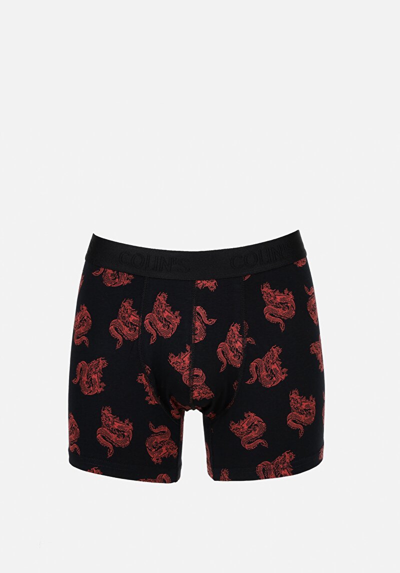 Imagine a Boxer Negru Pentru Bărbați Cu İmprimeu Modern Fit