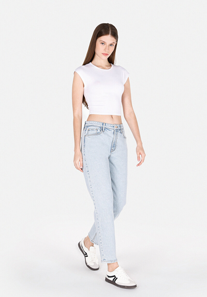 Imagine a Pantaloni De Dama Albastru Boyfriend Fit 893 Julia Cl1073819