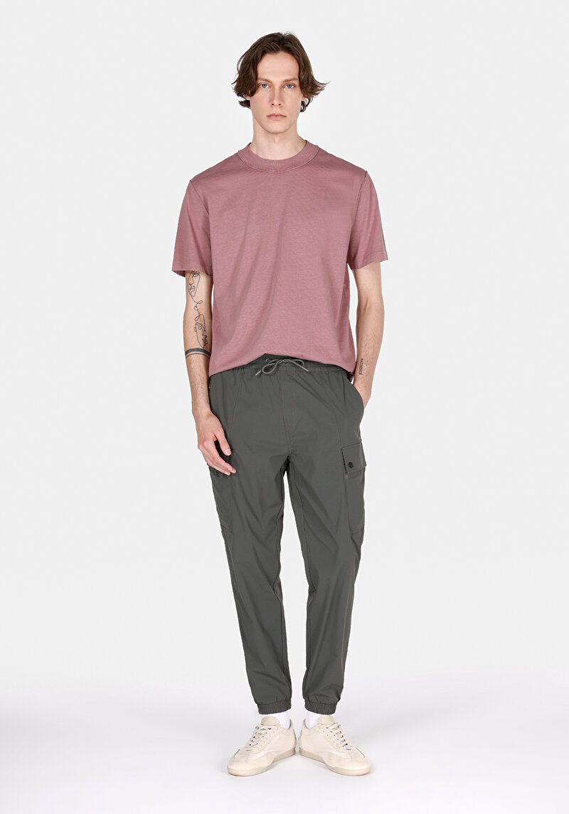 Afișați detalii pentru Pantaloni Verzi Elastici Cu Talie Medie Slim Fit