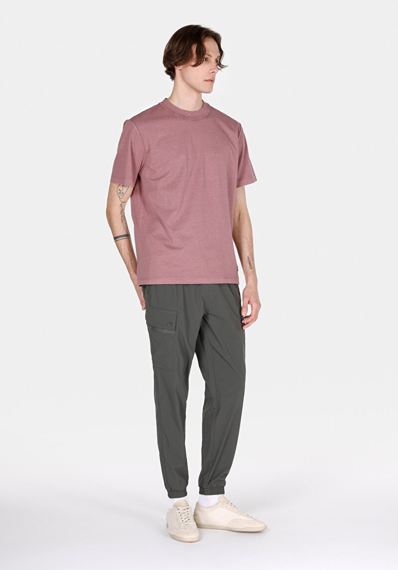 Imagine a Pantaloni Verzi Elastici Cu Talie Medie Slim Fit