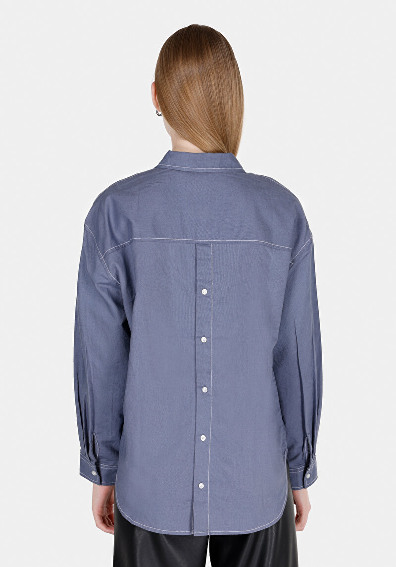 Imagine a Camasa Cu Maneca Lunga De Dama Albastru Regular Fit Cl1073309