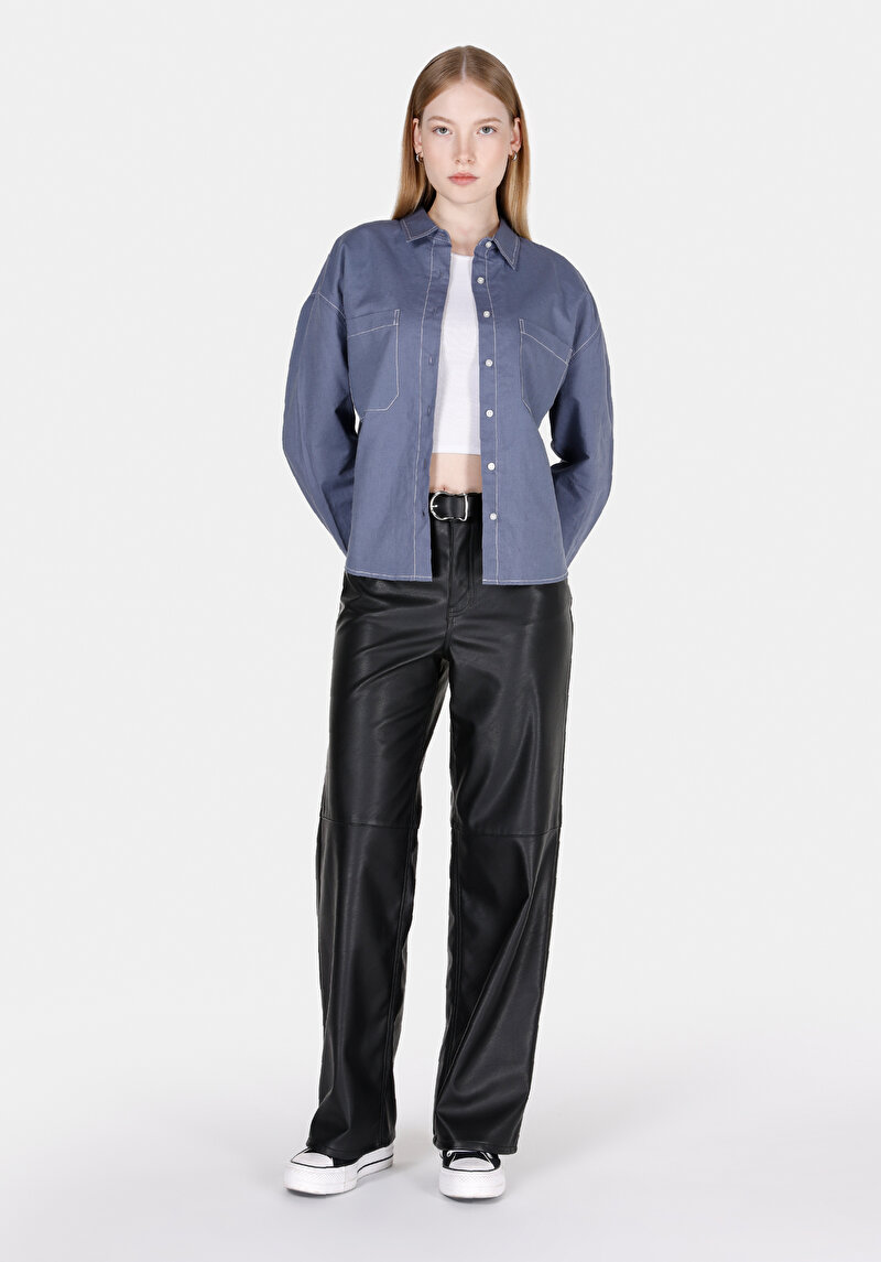 Imagine a Camasa Cu Maneca Lunga De Dama Albastru Regular Fit Cl1073309