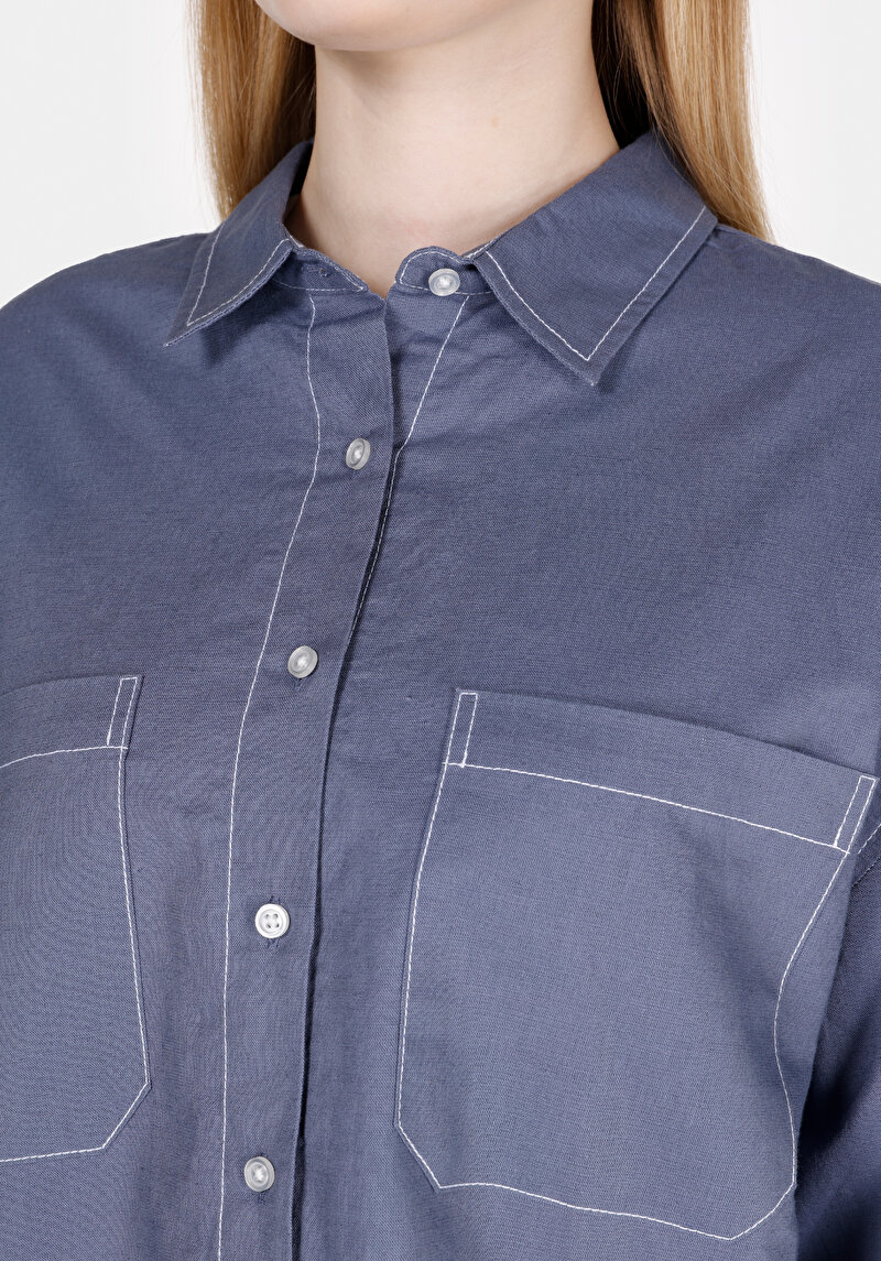 Imagine a Camasa Cu Maneca Lunga De Dama Albastru Regular Fit Cl1073309