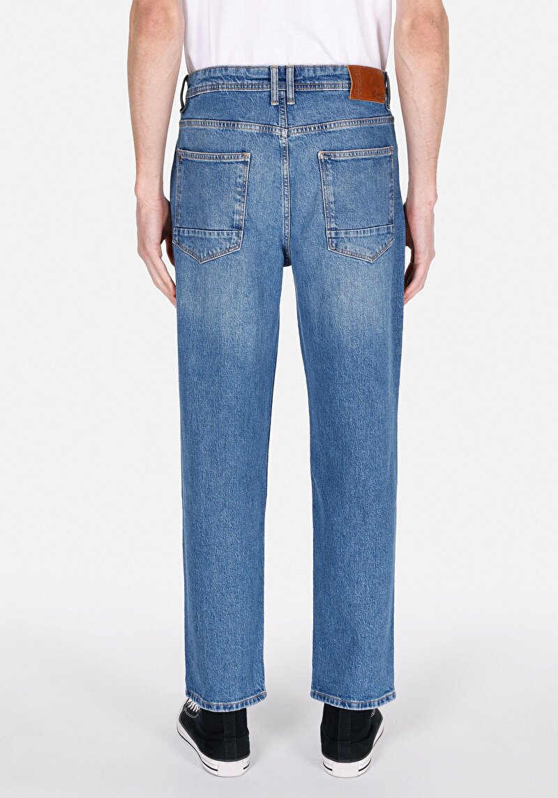 Imagine a Pantaloni De Barbati Albastru Loose Straight Fit Cl1073398